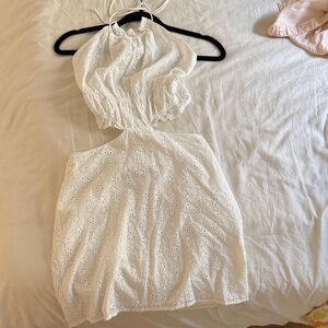 Sabo Skirt White Eyelet Halter Mini Dress
